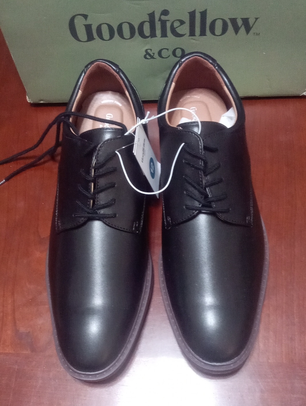 Goodfellow & Co Black Leather Derby Dress Shoes Mens 12 NWT Memory Foam